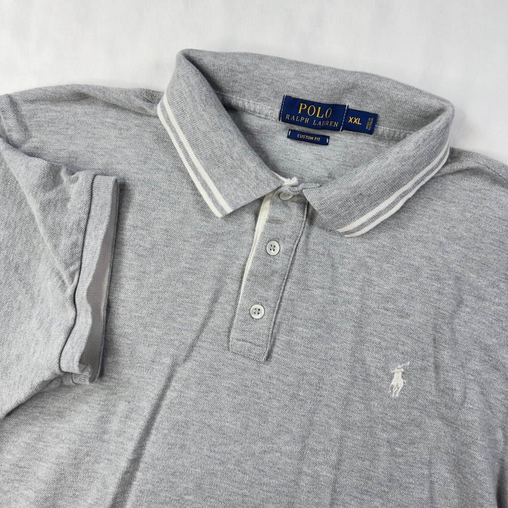 Ralph Lauren Polo Shirt Men XXL Gray Custom Fit Short Sleeve Pony Golf Preppy